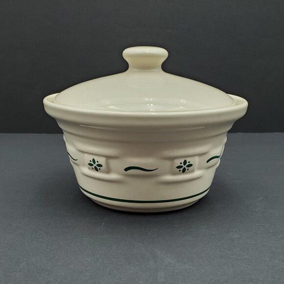 Longaberger Woven Traditions Heritage Green Butter Tub With Lid Covered Bowl - Picture 1 of 6